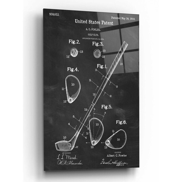 17 Stories Golf Club Blueprint Patent Chalkboard Unframed Graphic Art Wayfair